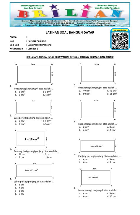 Soal Matematika Kelas 4 Sd Luas Dan Keliling Persegi Dan Persegi | Porn ...