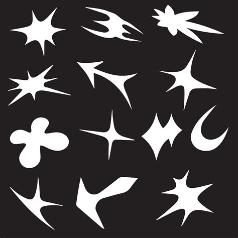 Vector set of Y2K stars, starburst and retro futuristic graphic ornaments for decoration ...