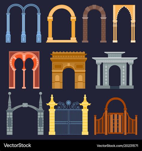 Arch gate house exterior design Royalty Free Vector Image