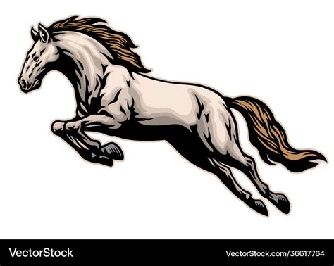 Hand drawn running mustang horse Royalty Free Vector Image