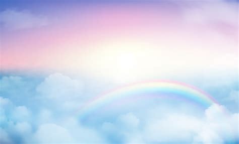 Premium Vector | Rainbow on sky background