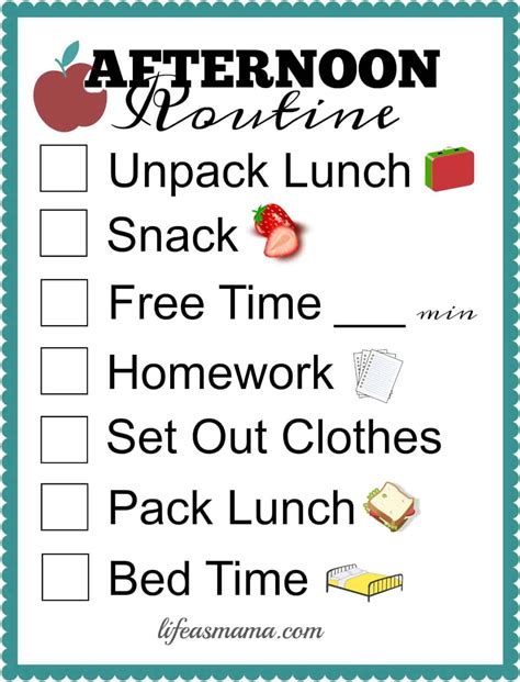 Free Printable School Routine Checklists