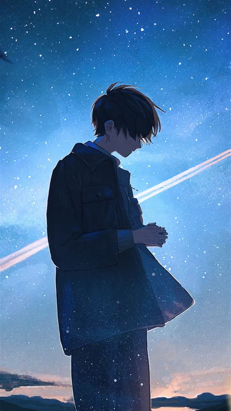 anime, boy, alone, night, stars, scenery, 4k, HD Wallpaper | Rare Gallery