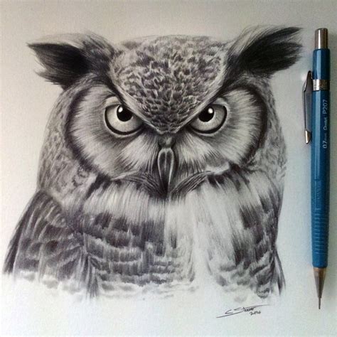 Realistic pencil-drawn owl tattoo design by Lethal Chris - Tattooimages.biz