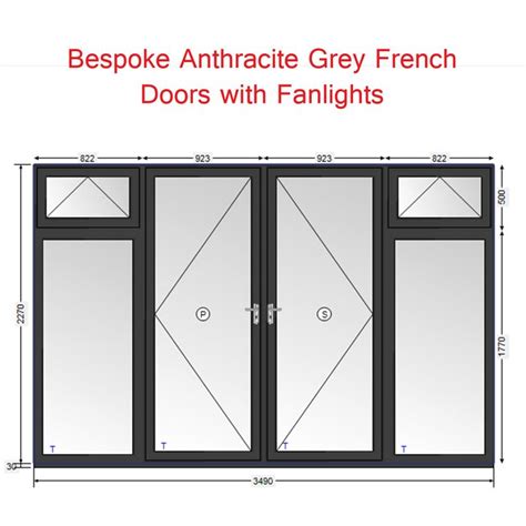 Anthracite Grey-on-White uPVC French Patio Doors & Sidelights | 3490mm x 2300mm | eBay | Door ...