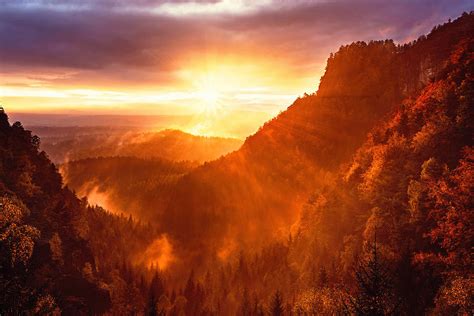 Epic Autumn Sunset Mountain Photograph by Cross Version - Fine Art America