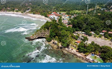 Aerial View of Karang Bolong Beach and Its Wonderful Sunset View. at Anyer Beach with Noise ...