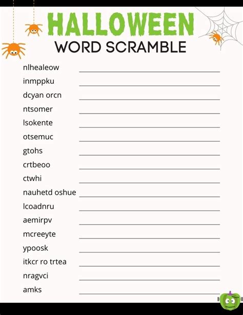 Free Halloween Word Scramble Printable