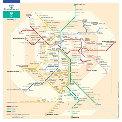 Paris carte ferroviaire Paris-métro la carte de l'Île-de-France - France)