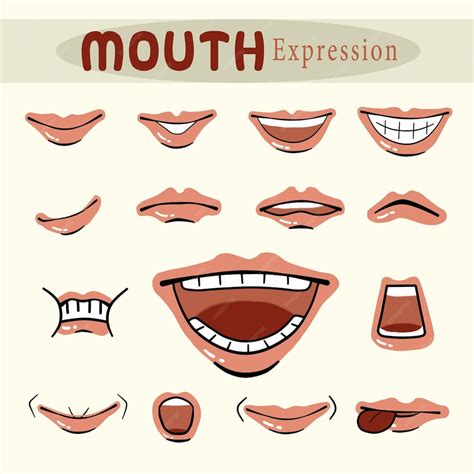 Premium Vector | Mouth expression set cartoon illustration