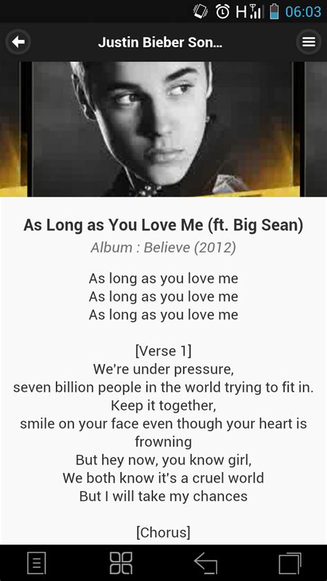 Justin Bieber Song Lyrics:Amazon.co.uk:Appstore for Android