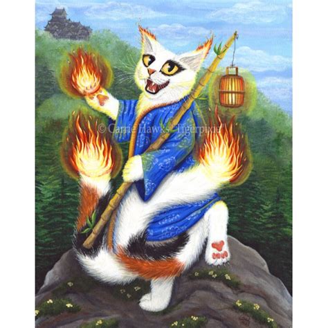 Bakeneko Nekomata Cat, Japanese Cat, Monster Cat, Ace of Wands Tarot ...