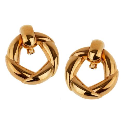 Cartier Vintage Gold Hoop Earrings at 1stDibs