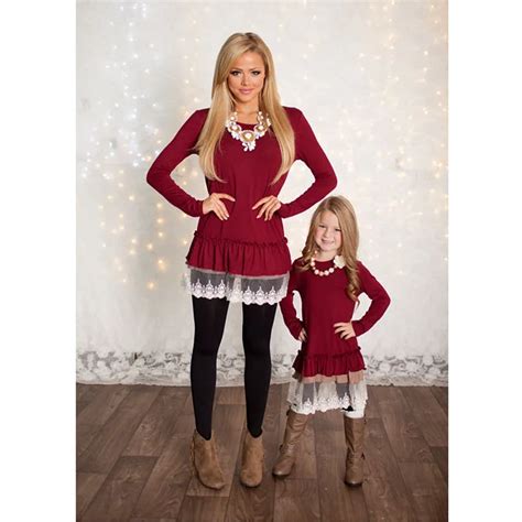 2016 Autumn Holiday Family Christmas Matching Outfits Mother And Daughter Casual clothes Full ...