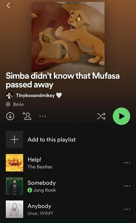 Simba didn’t know that Mufasa died : r/weirdspotifyplaylists