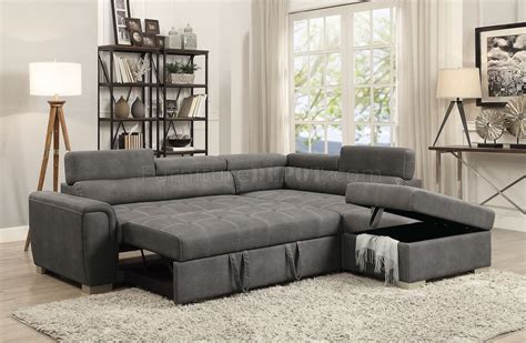 Thelma Sleeper Sectional Sofa 50275 in Gray Microfiber by Acme