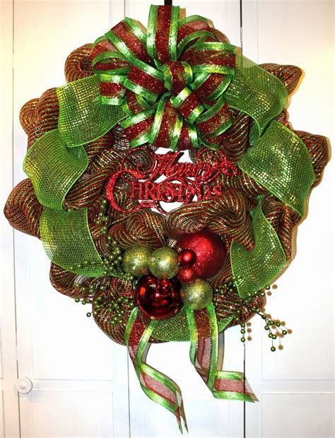 Tangled Wreaths™: Christmas Holiday Décor Wreath - Deco Mesh - Lime Green, Red, "Merry Christmas ...