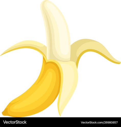 Peeled banana with three parts peel Royalty Free Vector