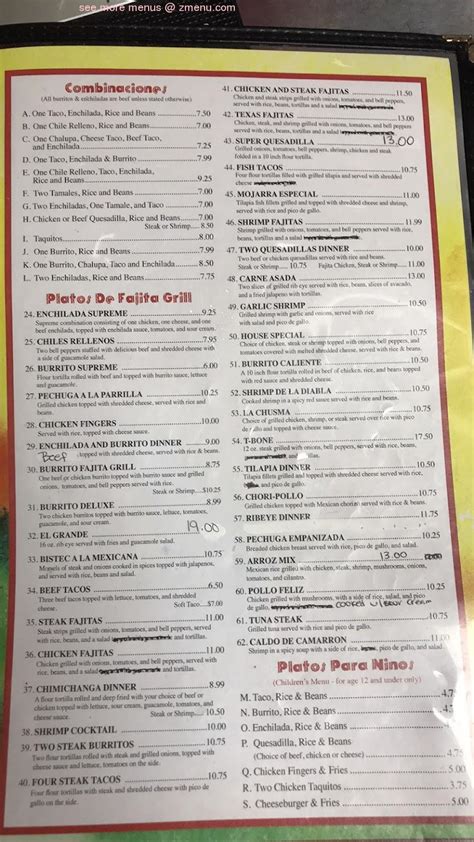 Menu at Fajita Grill Mexican Restaurant, Bay Springs