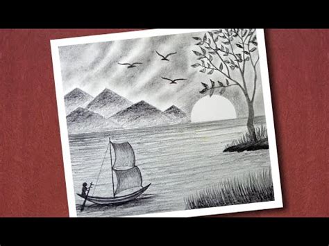 How to drawing scenery of mountain & sunset with pencil sketch step by step easy drawing - YouTube