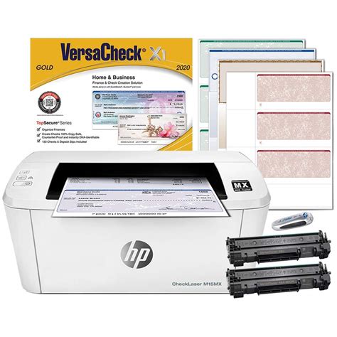 Buy VersaCheck HP Laserjet M15 MX MICR Check Printer Gold Check Printing Software Bundle, White ...