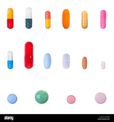 a collection of different type of pills isolated on white Stock Photo ...