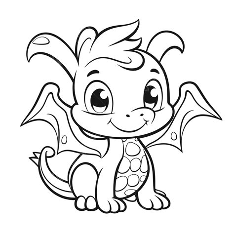 Cute Little Baby Dragon Coloring Pages Outline Sketch Drawing Vector, Dragon Picture Drawing ...