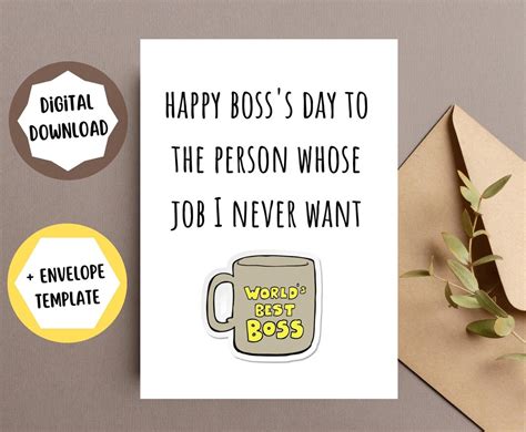 Funny Card for Boss Day Printable Digital Download With - Etsy