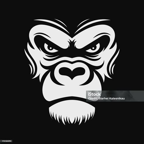 Angry Gorilla Face Black And White Logo Vector Illustration Stock Illustration - Download Image ...