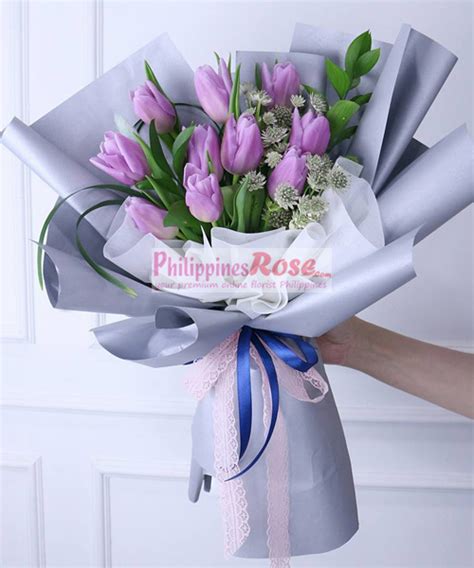 Order 10 Pieces Purple Tulip in Gorgeous Bouquet Online Philippines