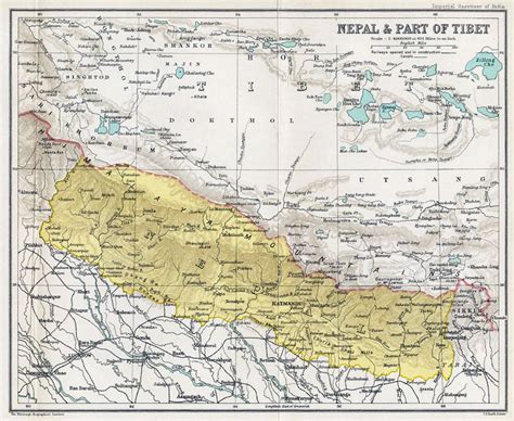 Old map of Nepal - 1907-1909 | Nepal | Asia | Mapsland | Maps of the World