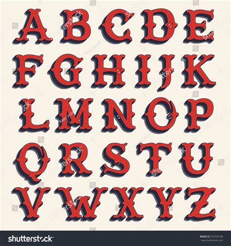 Retro alphabet. Vintage western style volume typeface. Vector font for labels, posters etc ...