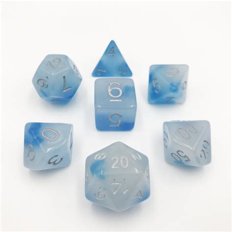 Frigid Afterglow - Glow in the Dark - Blue/White Acrylic DND Dice Set by D20 Collective