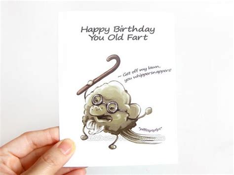 Funny Birthday Card Old Fart Blank Greeting Card Happy