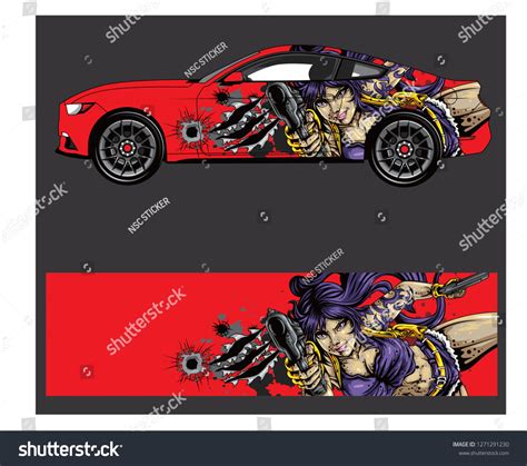 Car Vehicle Anime Graphic Kit Background Stock Vector (Royalty Free) 1271291230