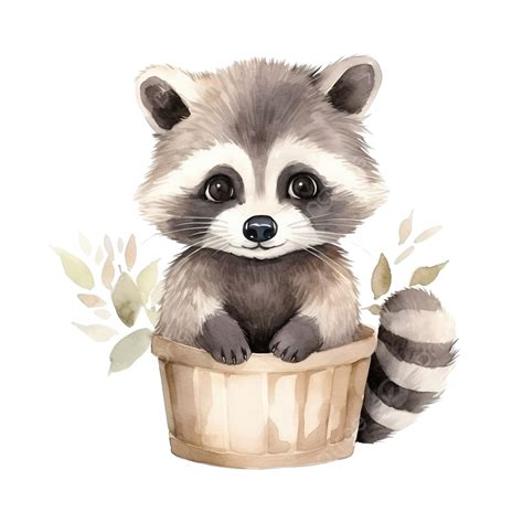 Watercolor Raccoon Cute Clip Art, Raccoon, Watercolor, Animal PNG Transparent Image and Clipart ...