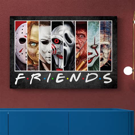 Horror Movie Characters Halloween Framed Canvas - Friends Horror Scary Unframed Poster | CubeBik