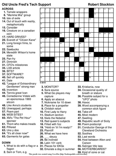 Printable Crossword Puzzle For 10 Year Old - Printable Crossword Puzzles