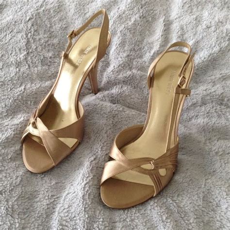 Nine West matte gold dress sandals | Gold dress sandals, Silver shoes ...