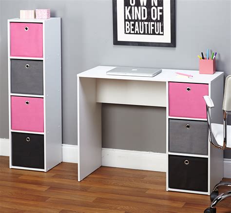 Kids Desk with Three Fabric Storage Bins, Multiple Colors - Walmart.com