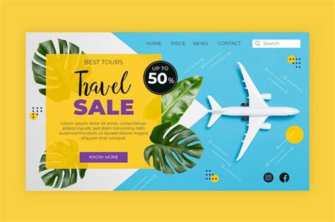 Free Vector | Travel sale landing page with image