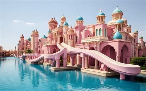 Premium AI Image | Beautiful water park with colorful water slides