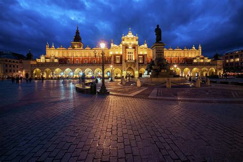 Krakow Main Square at Night in Poland Photograph by Artur Bogacki - Pixels