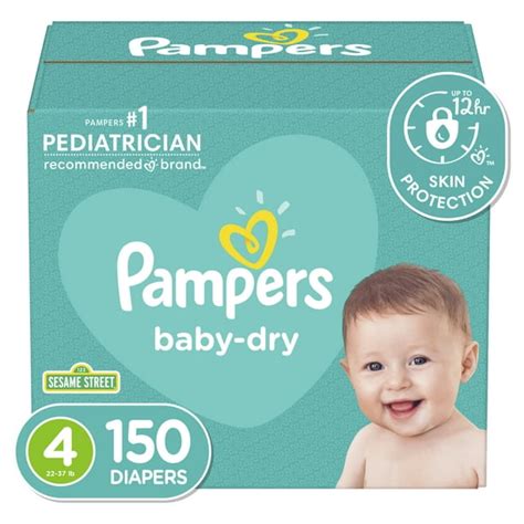 Pampers Baby-Dry Extra Protection Diapers, Size 4, 150 Count - Walmart ...