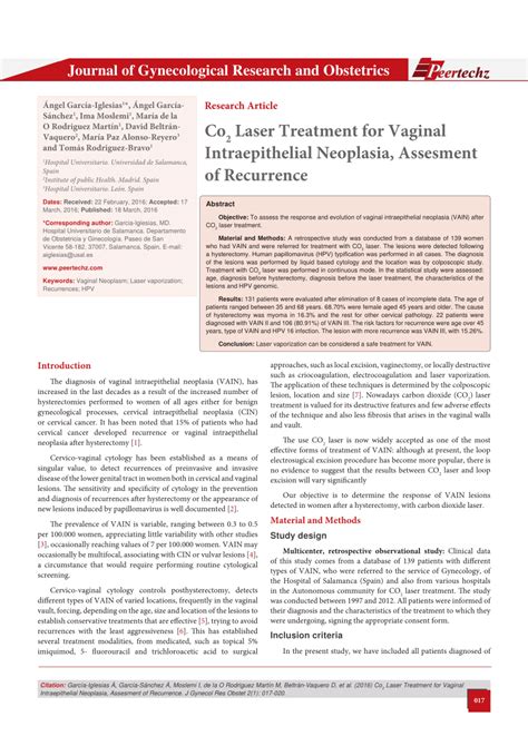 (PDF) Co 2 Laser Treatment for Vaginal Intraepithelial Neoplasia, Assesment of Recurrence