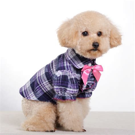 Small Middle Dog Clothes Purple Grid Butterfly Bow Pet Clothes for Dog Supply Clothes - Online ...