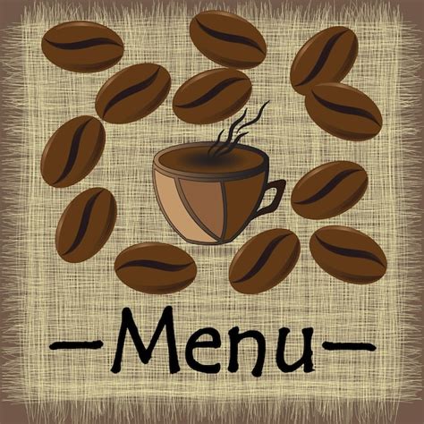 Premium Vector | Menu coffee mug with coffee beans in vector EPS.