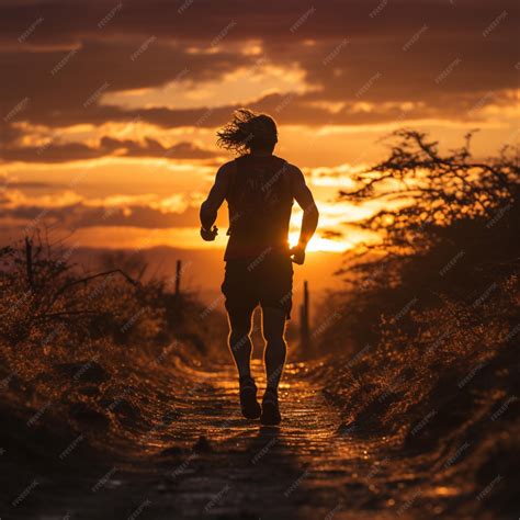 Premium AI Image | sunset silhouette running