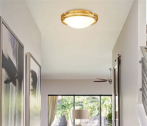 Brass Modern Flush Mount Ceiling Light (12 Inch) | Claxy