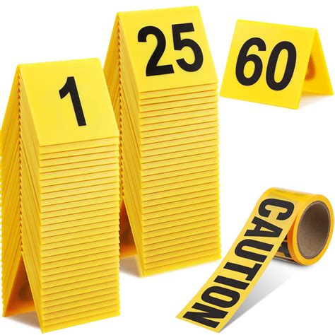 Buy 61 Pcs Crime Scene Decorations, Includes 60 Evidence Markers and ...